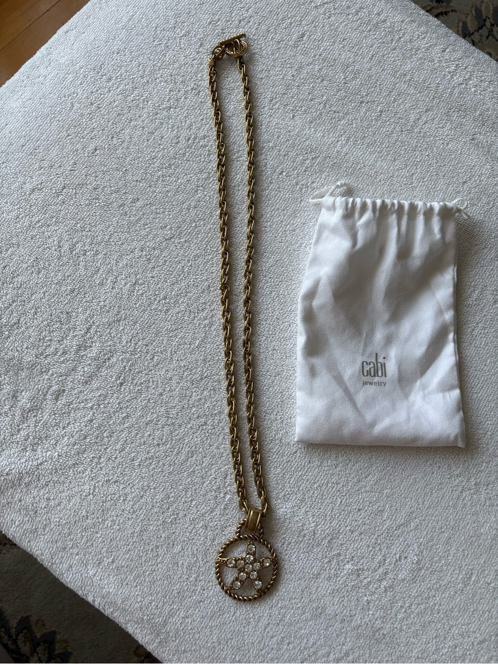 CAbi Gold-Tone Crystal Medallion Necklace